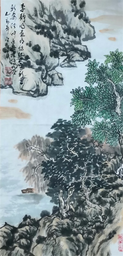 3 春到渔村 李静画 张仲平题.jpg